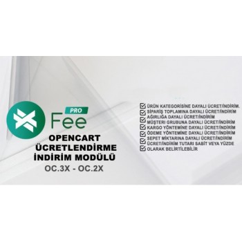 Opencart Ücret/İndirim Modülü Pro Opencart Ücret/İndirim Modülü Pro